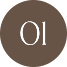 Number 01 styled circle icon with brown background