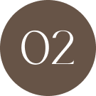 Number 02 styled circle icon with brown background